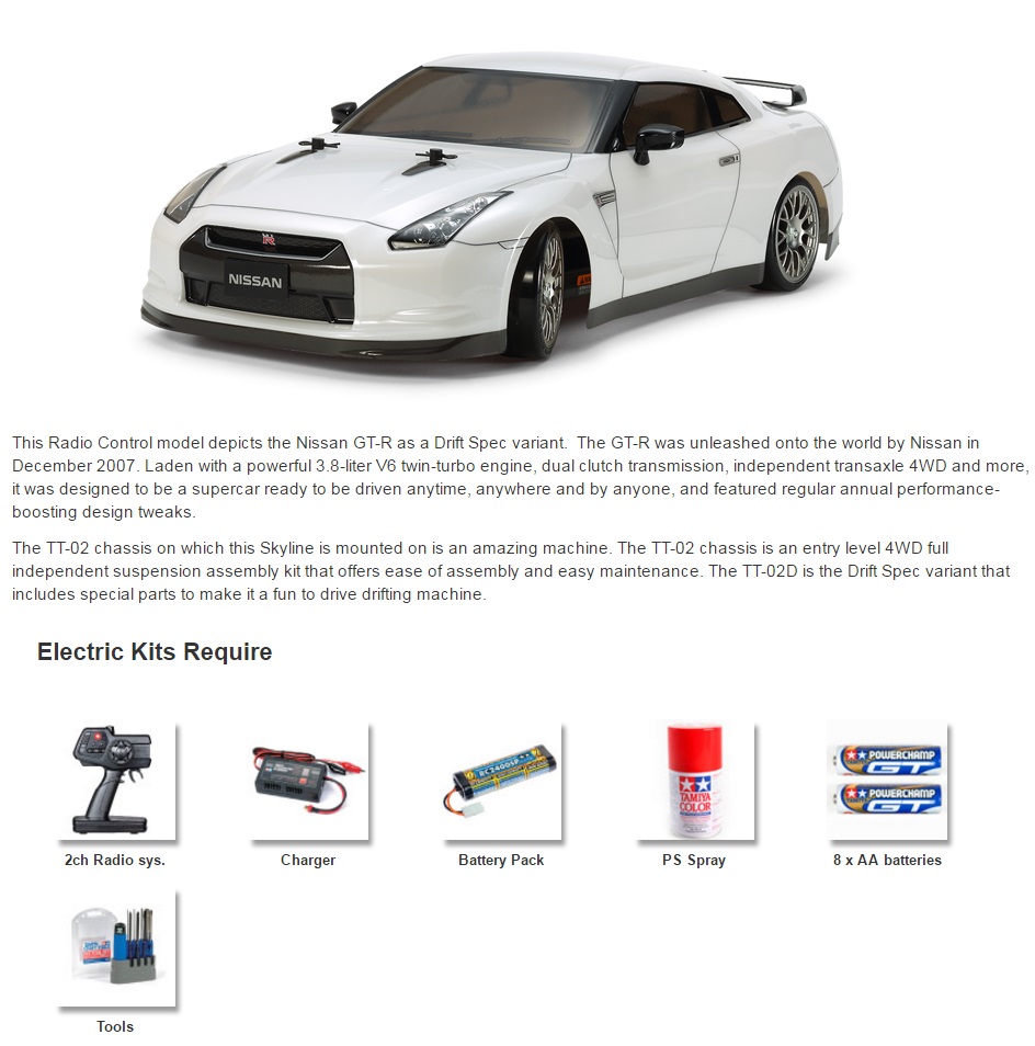 Tamiya Rc Nissan R35 Gt R Drift Spec Tt 02d Kit In Stock Ebay